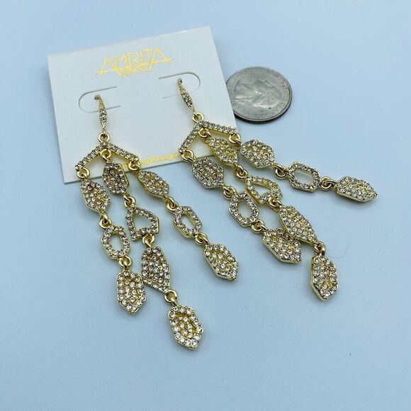 Amrita Singh Meredith Gold Crystal Earrings - Picture 3 of 7